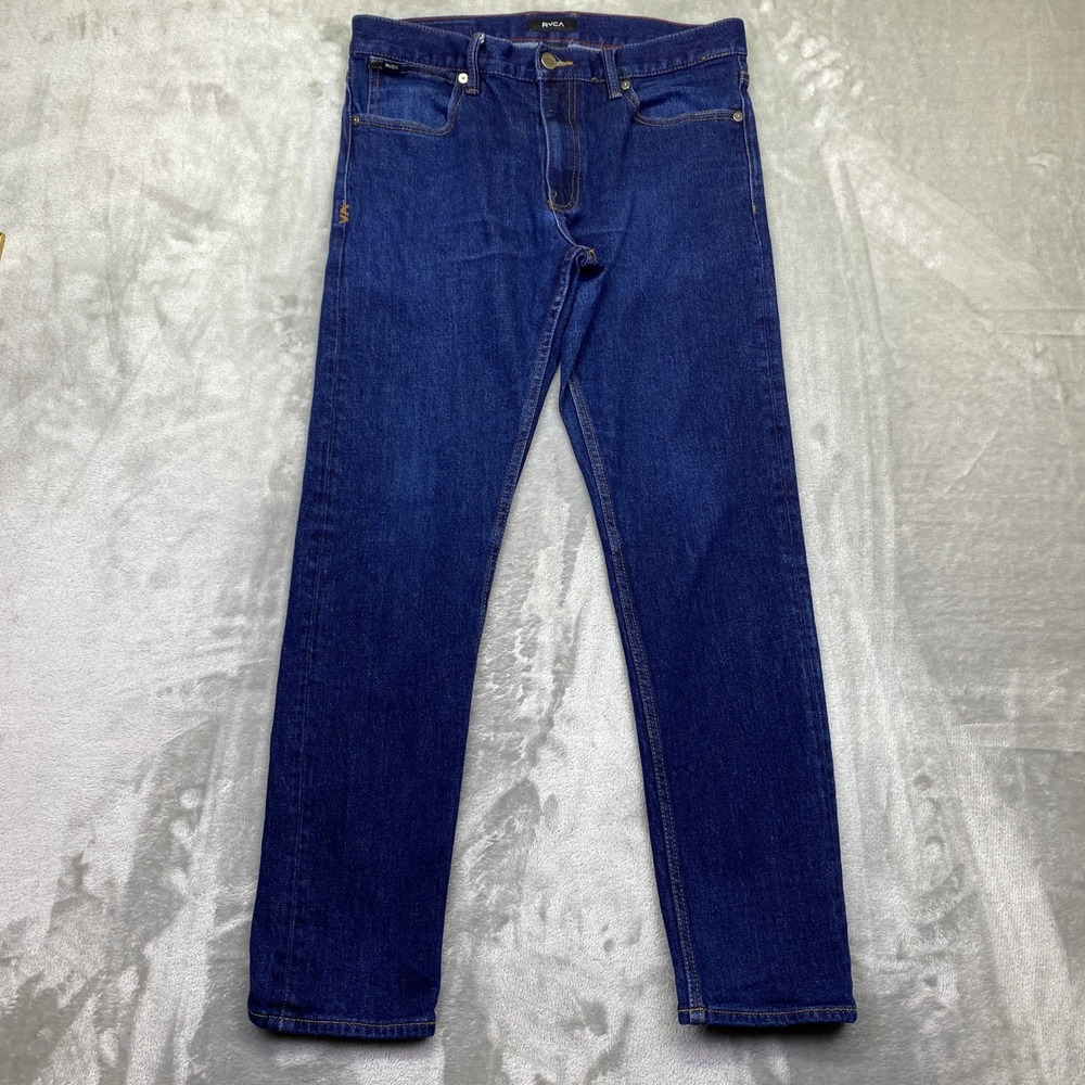 RVCA Mens Daggers Fit Jeans Size 32 Fits 31" Dark Wash Denim Five Pocket